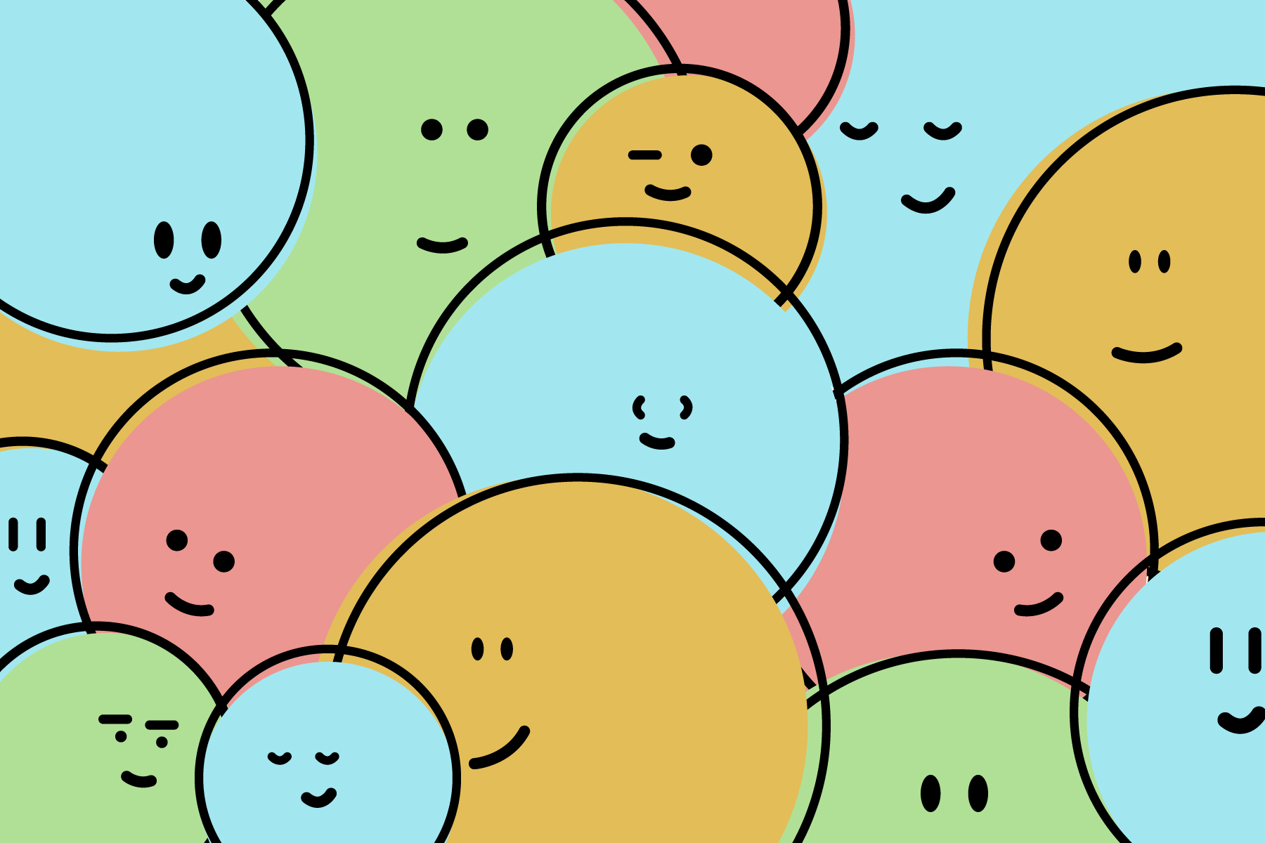 Kinderpraktijk nooms: Illustration grid with smileys