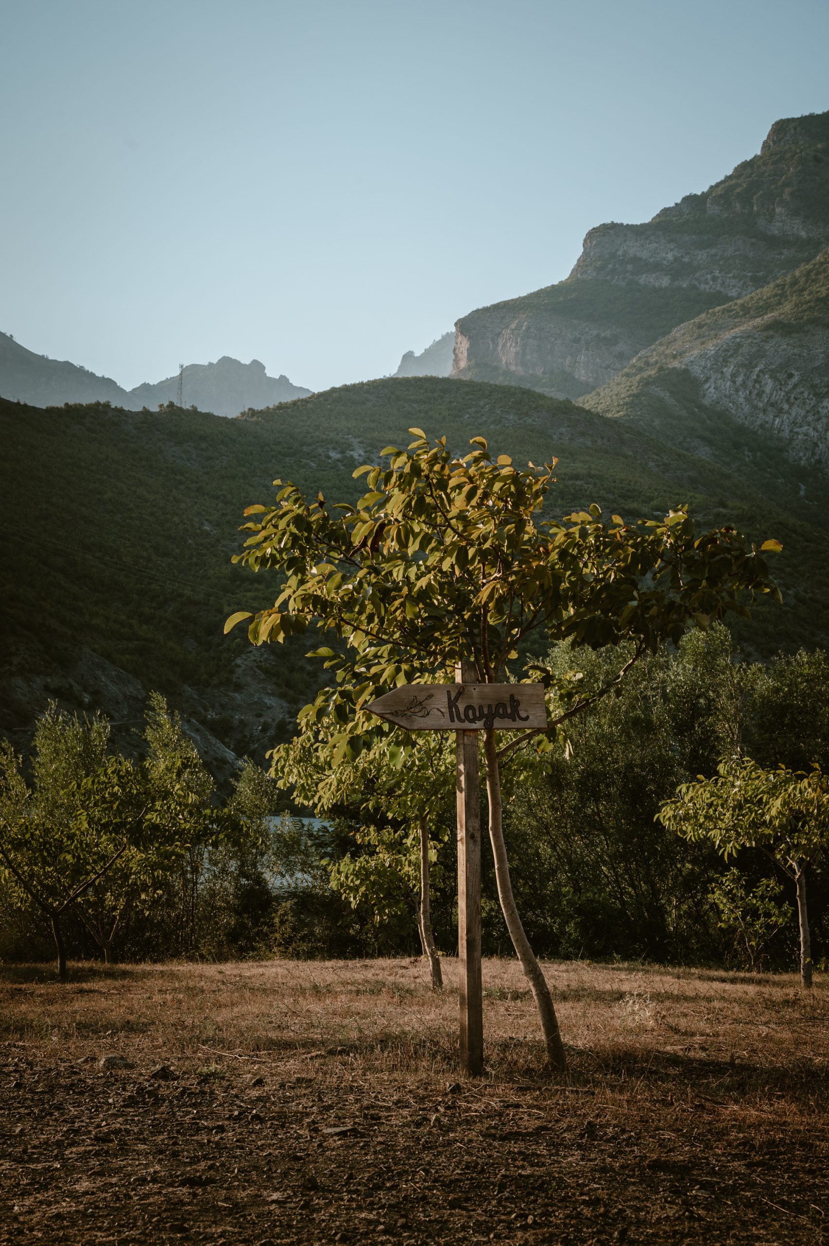 Albania Drin River side in Koman, near Komani lake