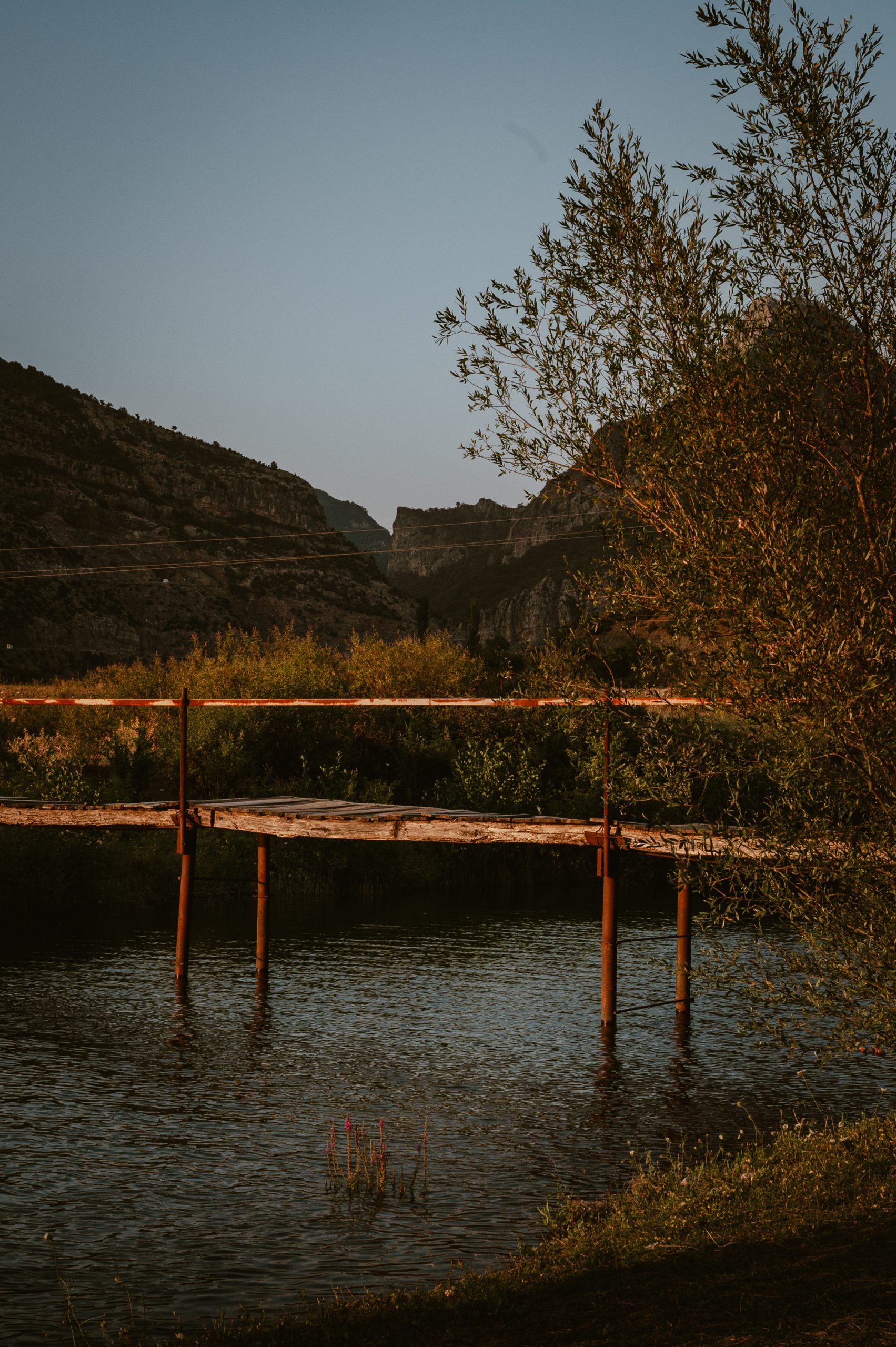 Albania Drin River side in Koman, near Komani lake