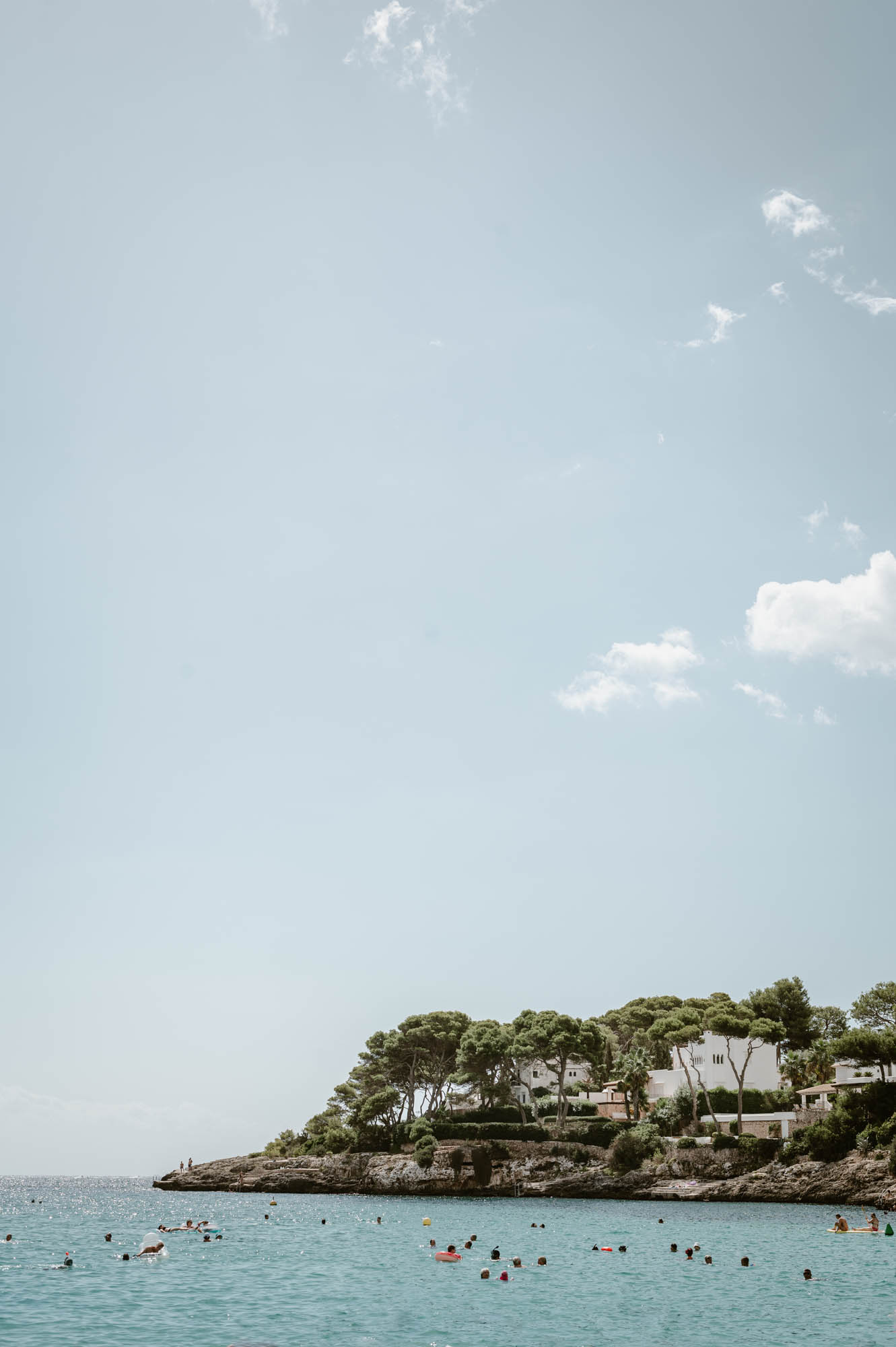 Panoramic view of Cala D'Or beach in Palma de Mallorca.