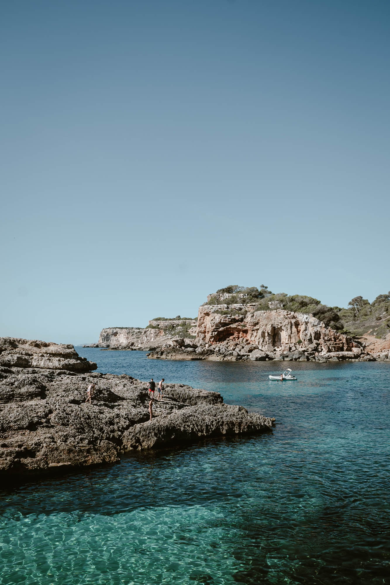 Panoramic sea view when standing on the Cala Llombard beach in Palma the Mallorca.