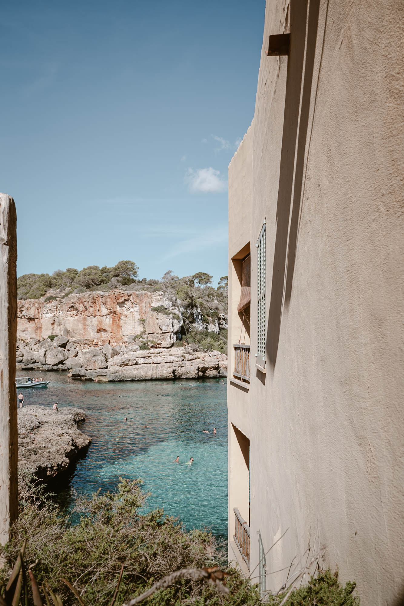 Panoramic sea view when standing on the Cala Llombard beach in Palma the Mallorca.