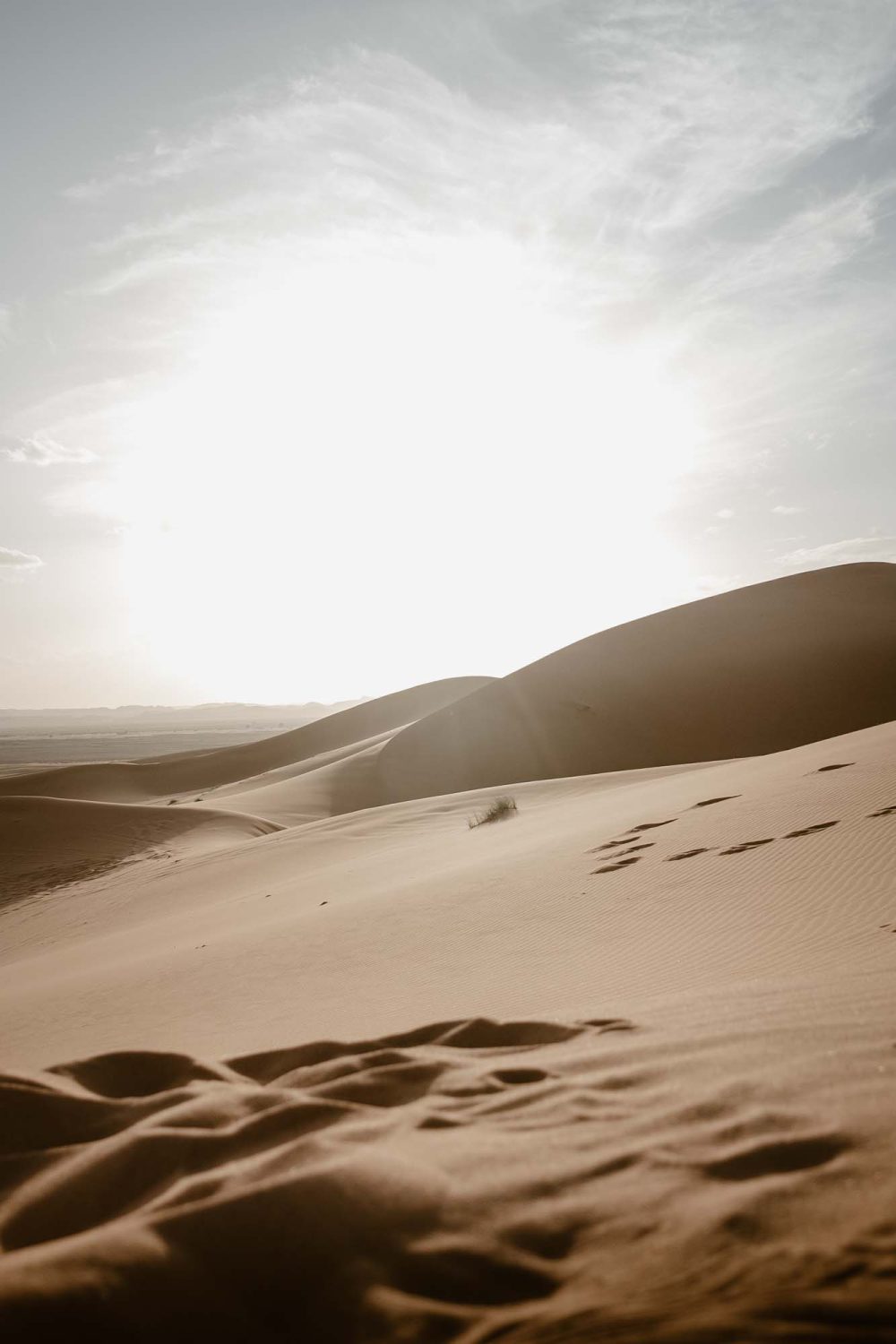 Minimalistic photograph of the sunset in the Moroccan dessert.